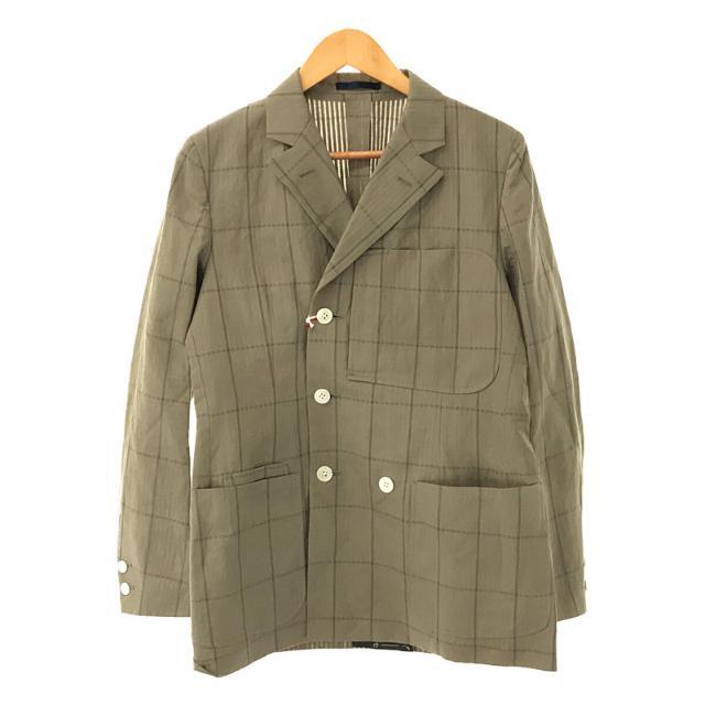 【新品】  SUN/KAKKE / サンカッケー | PLAID ダブルブレストジャケット | S | KHAKI | メンズ