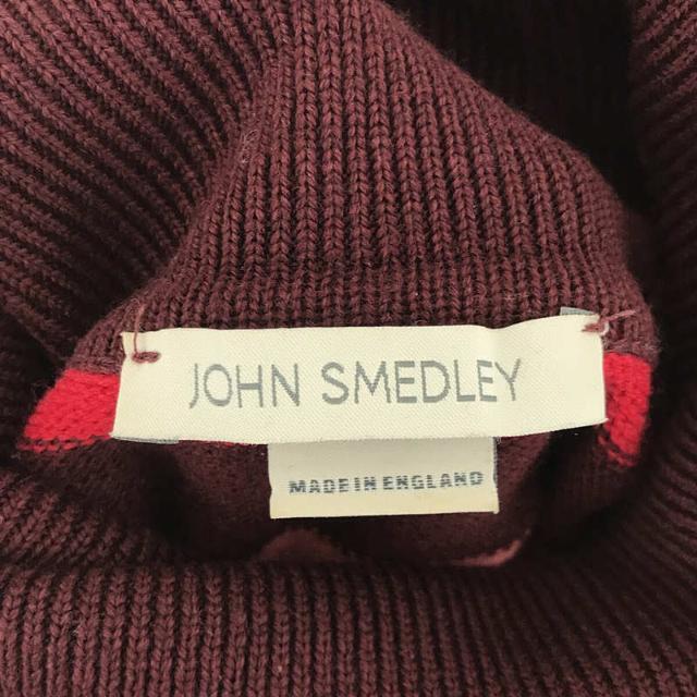 JOHN SMEDLEY(ジョンスメドレー)のJOHN SMEDLEY / ジョンスメドレー | 英国製 メリノ ウール ボーダー タートル ネック ニット | S | ピンク / ブラウン / レッド | レディース レディースのトップス(ニット/セーター)の商品写真