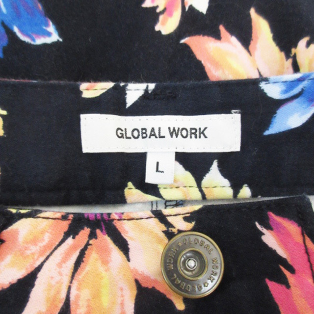 GLOBAL WORK(グローバルワーク)のグローバルワーク スキニーパンツ ロング丈 花柄 L 黒 青 ブルー /FF40 レディースのパンツ(その他)の商品写真