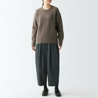 ムジルシリョウヒン(MUJI (無印良品))の【新品】 無印良品ヤク混ワイドテーパードパンツ／ONESIZE／チャコールグレー(カジュアルパンツ)