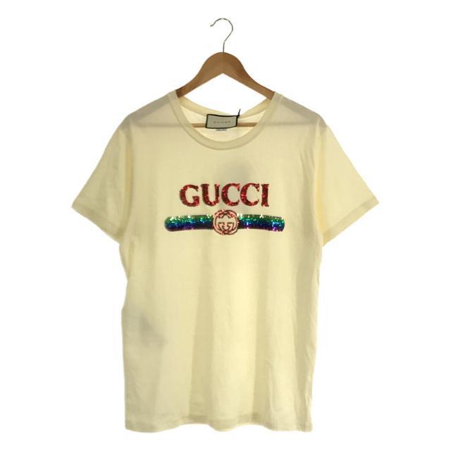 【新品】 GUCCI / グッチ | 492347 XJARN イタリア製 スパンコール ロゴ Tシャツ ユニセックス | M | アイボリー | メンズ | フリマアプリ ラクマ