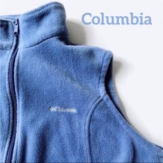 コロンビア(Columbia)のコロンビア　フリースベスト　刺繍ロゴ　ライトブルー　Columbia　　美品(ベスト/ジレ)