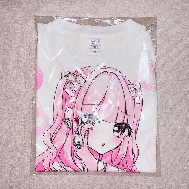 Ank Rouge(アンクルージュ)のLAFARY×ひつじ田ひつ男 フルグラフィックＴシャツ ピンク 量産型 レディースのトップス(Tシャツ(半袖/袖なし))の商品写真