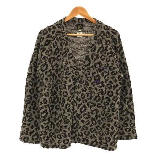 ニードルス(Needles)の【美品】  Needles / ニードルス | 2020AW | ×Charcoal TOKYO 別注 V Neck Cardigan Leopard Knit Jq ジャガード レオパードカーディガン | S | グレー | メンズ(カーディガン)