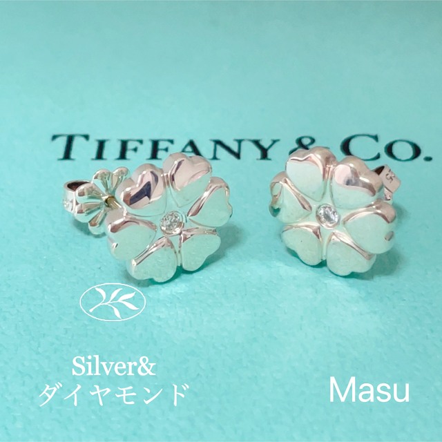 美品TIFFANY&Co.ティファニーハートフラワーダイヤモンドピアス