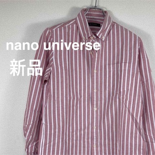 ナノユニバース(nano・universe)のナノユニバース　トップス　シャツ　ストライプ　ボタン　襟　ピンク　長袖　メンズ(シャツ)