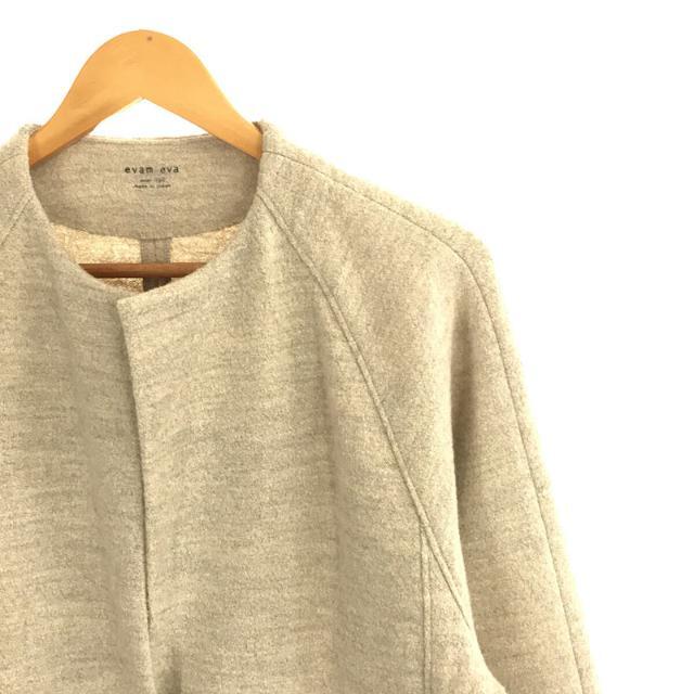 【美品】evam eva エヴァムエヴァ プレス ウール コート ノーカラー