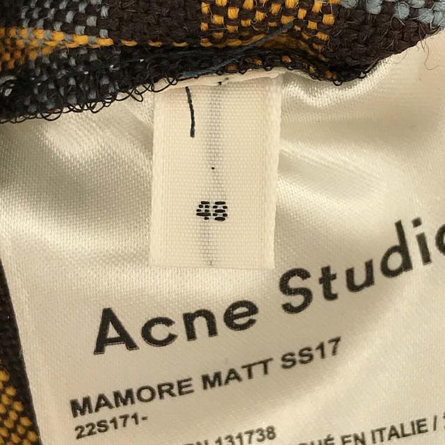 【美品】 Acne Studios / アクネ ストゥディオズ | MAMORE MATT ウール ポリウレタン コーディング チェック ライニング  ジップアップ フード レイン コート | 48 | ネイビー | メンズ