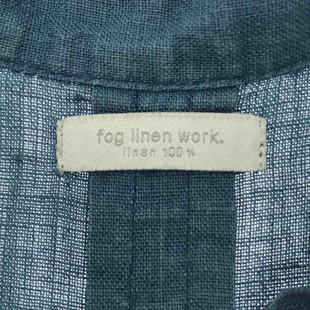 【美品】  fog linen work / フォグリネンワーク | リネン バンドカラー ロング シャツ ワンピース | ブルー | レディース 4