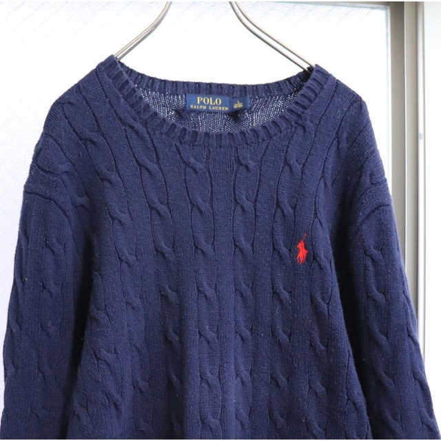 POLO RALPH LAUREN(ポロラルフローレン)のポロ　ラルフローレン　ケーブルニット　セーター　コットン　アランニット OLD メンズのトップス(ニット/セーター)の商品写真