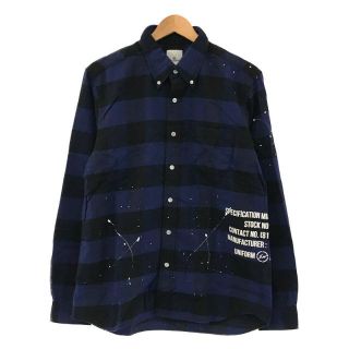 ユニフォームエクスペリメント(uniform experiment)の【新品】  uniform experiment / ユニフォームエクスペリメント | 2020AW | FLANNEL CHECK DRIPPING B.D SHIRT ネルシャツ | 4 | ブルー | メンズ(Tシャツ/カットソー(七分/長袖))