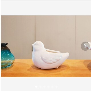 白い陶器の鳥さん　小物入れ