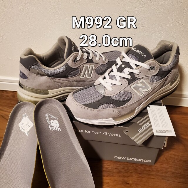 美品】New Balance 992 Gray M992GR 28.0cm-