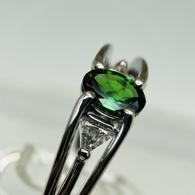グリーンガーネット 0.70ct ダイヤ 0.18ct Pt900 リング 鑑付 www