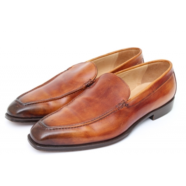 アルマス ローファー 本革レザー スリッポン イタリア製 ビジネスシューズ 革靴 メンズ 39.5サイズ ブラウン ALMAS メンズの靴/シューズ(その他)の商品写真