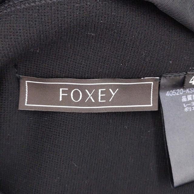 【美品】  FOXEY / フォクシー | レーヨン ポリエステル 袖口 ボーダー クルーネック ニット ドレス ロング フレア ワンピース | 40 | ブラック | レディース