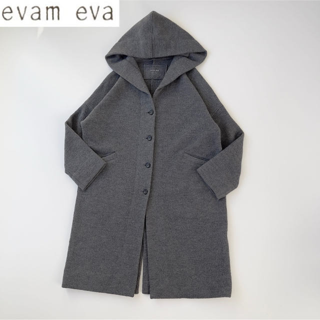 evam eva プレスウールフードロングコート サイズ1 ゆったり | フリマアプリ ラクマ