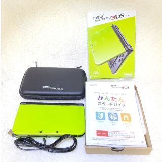 ニンテンドー3DS(ニンテンドー3DS)の【美品】new Nintendo 3DS LL ライム×ブラック本体/ケース(携帯用ゲーム機本体)