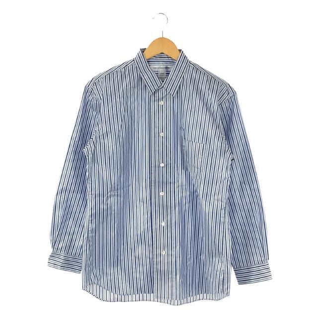 【新品】  COMME des GARCONS SHIRT / コムデギャルソンシャツ | 樹脂加工 コーティング ストライプ シャツ | L | ブルー | メンズメンズ