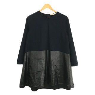 バレンシアガ(Balenciaga)のBALENCIAGA / バレンシアガ | フェイク スエード レザー ワンピース | 36 | ネイビー / ブラック | レディース(ひざ丈ワンピース)