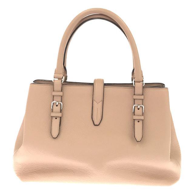 【美品】BALLY　2WAYハンド バッグ パンチングレザー ストライプ 茶色