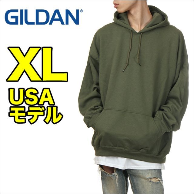 GILDAN(ギルタン)の【新品】ギルダン パーカー XL メンズ カーキ メンズ 無地 裏起毛 メンズのトップス(パーカー)の商品写真