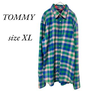 トミー(TOMMY)のTOMMY  グリーンチェックシャツ　size XL(シャツ)