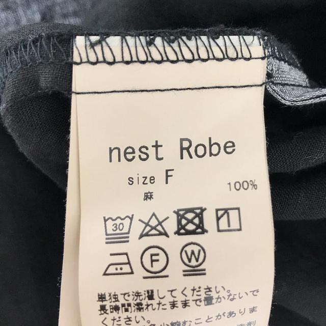 nest Robe(ネストローブ)のnest robe / ネストローブ | 2021SS | ギャザー リネンフロントシャーリングプルオーバーブラウス | F | ブラック | レディース レディースのトップス(シャツ/ブラウス(半袖/袖なし))の商品写真