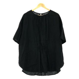ネストローブ(nest Robe)のnest robe / ネストローブ | 2021SS | ギャザー リネンフロントシャーリングプルオーバーブラウス | F | ブラック | レディース(シャツ/ブラウス(半袖/袖なし))