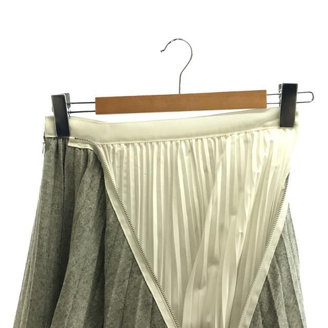 sacai(サカイ)の【美品】  sacai / サカイ | 2019AW | Melton Skirt メルトン異素材切替 プリーツスカート | 2 | グレー/ホワイト | レディース レディースのスカート(ロングスカート)の商品写真