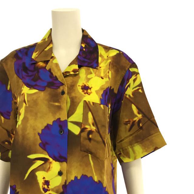 【新品】  DRIES VAN NOTEN / ドリスヴァンノッテン | 2021SS | × Len Lye レンライ シルク フラワー オープンカラー シャツ 開襟 花柄  | 36 | イエロー | レディース