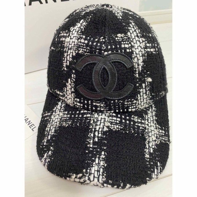 CHANEL シャネル ツイード帽子 キャップ M ブラック 美品 通信販売