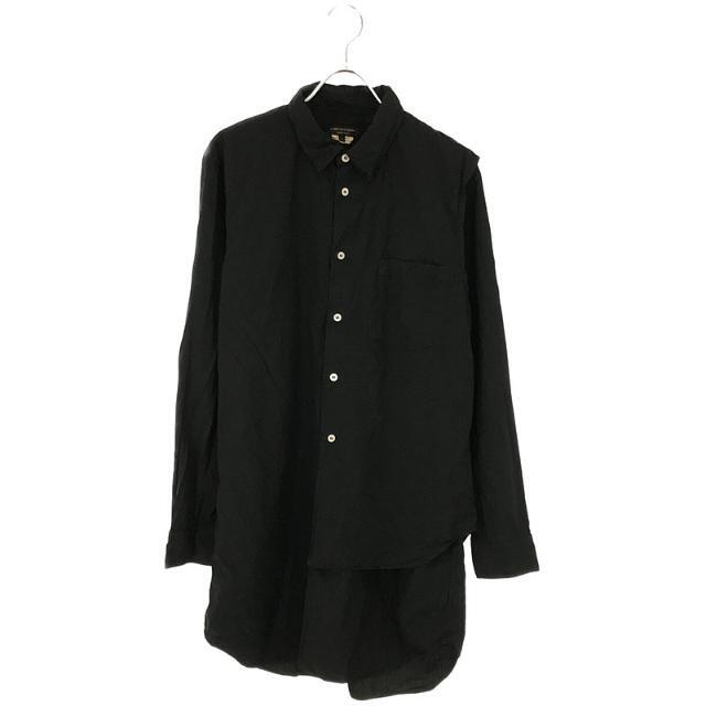 【美品】  COMME des GARCONS HOMME PLUS / コムデギャルソンオムプリュス | AD2019 2019AW | SPUN BROAD GARMENT TREATED SHIRT スパンブロード ガーメント トゥリーティド シャツ | S | ブラック | メンズTシャツ/カットソー(七分/長袖)