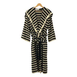 ロエベ(LOEWE)の【新品】  LOEWE / ロエベ | × Paula's Ibiza PAULA STRIPE TOW EL COAT パウラズ イビザ コラボ  ワッペンロゴ ボーダー ベルト付き パイル ロング ガウンコート バスローブ | M | アイボリー/ネイビー | レディース(その他)