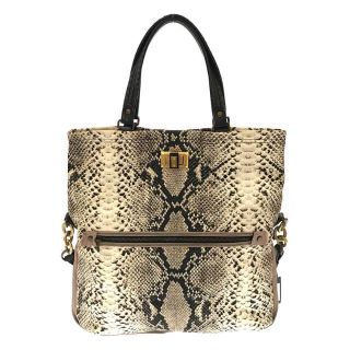 ランバン(LANVIN)の【美品】  LANVIN / ランバン | BAG REFLEX SHOPPING IN COTTON PRINTED パイソンキャンバスプリント 2WAY バッグ | ベージュ/ブラック | レディース(ハンドバッグ)