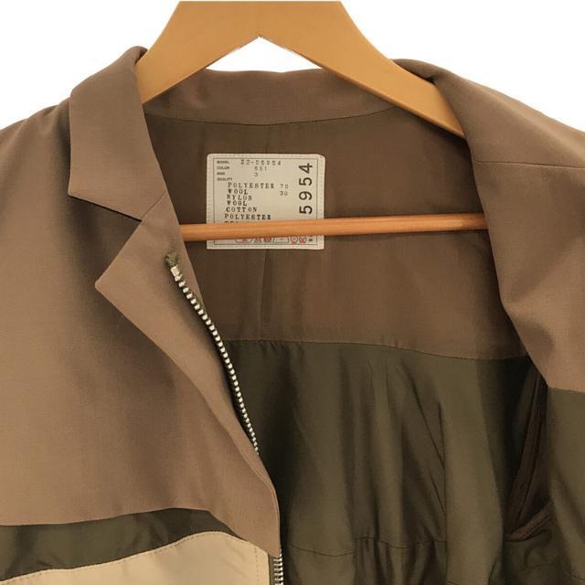 sacai(サカイ)の【美品】  sacai / サカイ | 2022SS | Nylon Twill Mix Jacket 異素材 切替 ナイロンツイル ミックス ジャケット  ブルゾン | 3 | ベージュ | レディース レディースのジャケット/アウター(その他)の商品写真