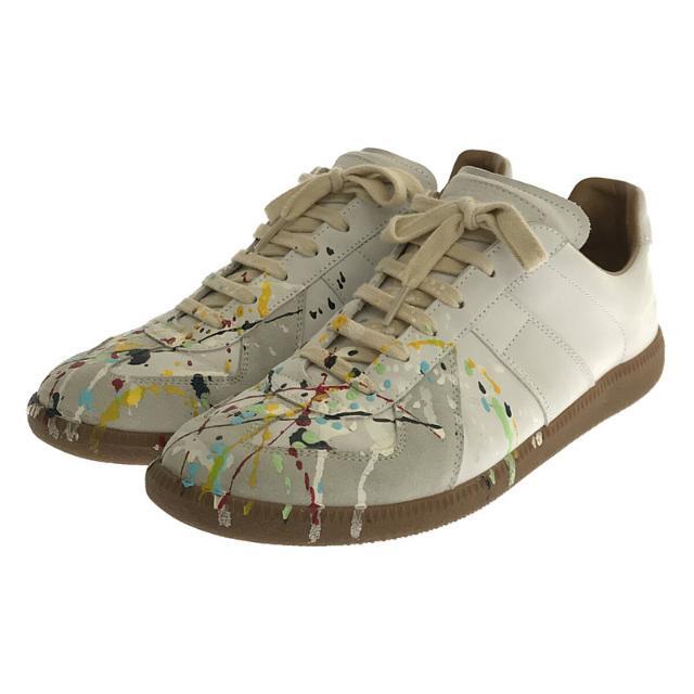 【美品】  Maison Margiela / メゾンマルジェラ | 2020AW | ㉒ Replica Paint drop S57WS0240 レプリカ ペイント ドロップ  ジャーマントレーナー レザー スニーカー 箱・保存袋有 | 42 | ライトグレー | メンズ