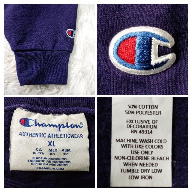 Champion(チャンピオン)の一点物US輸入★Champion カレッジスウェット 裏起毛 パープル 2XL メンズのトップス(スウェット)の商品写真