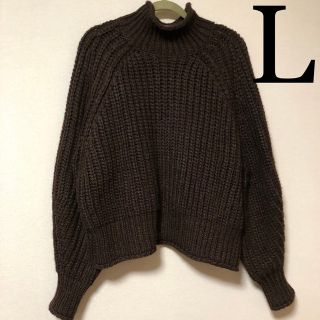 エイチアンドエム(H&M)の美品♡H&M 大人気！限定カラーブラウン　チャンキーニット　ハイネック　Lサイズ(ニット/セーター)