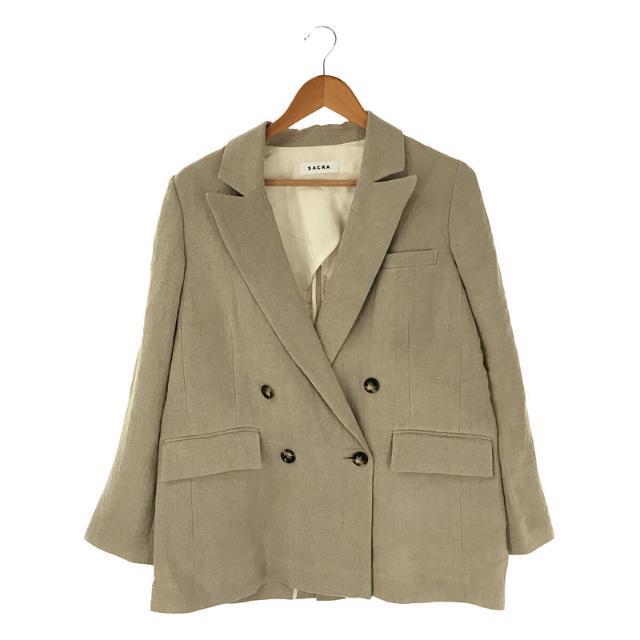 SACRA(サクラ)の【美品】  SACRA / サクラ | 2022SS | RUSTIC LINEN JACKET フレンチ リネン ピークドラペル ダブル テーラード ジャケット | 38 | ASH BEIGE | レディース レディースのジャケット/アウター(その他)の商品写真