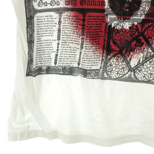 John Galliano / ジョンガリアーノ | コットン ニュースペーパー プリント Tシャツ | XS | ホワイト | レディース