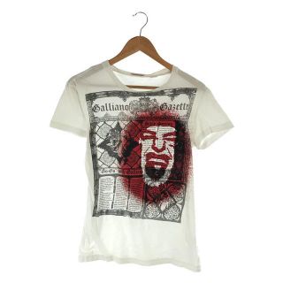 John Galliano / ジョンガリアーノ | コットン ニュースペーパー プリント Tシャツ | XS | ホワイト | レディース