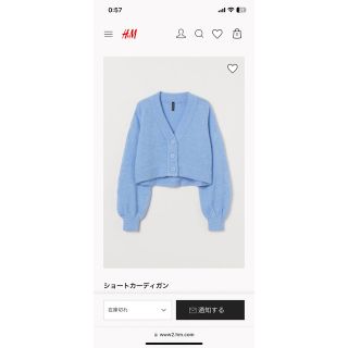 エイチアンドエム(H&M)のH&M ショート丈 カーディガン パステルカラー ライトブルー L(カーディガン)