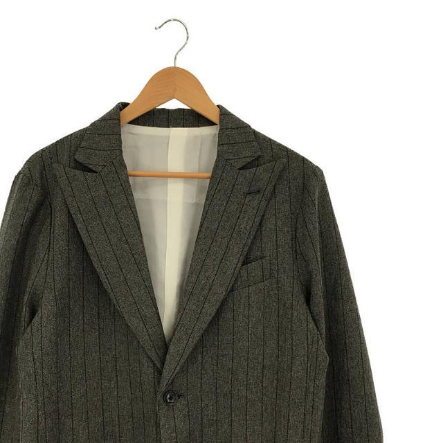 Needles(ニードルス)の【新品】  Needles / ニードルス | 2020AW | Peaked Lapel 1B Jacket - Stripe Poly Cloth gray テーラード ジャケット | S | グレー | メンズ メンズのジャケット/アウター(その他)の商品写真