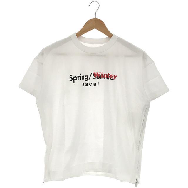 【新品】 sacai / サカイ | SPRING WINTER CUT SEWN クルーネック ロゴ Tシャツ | 2 | ホワイト | レディース | フリマアプリ ラクマ