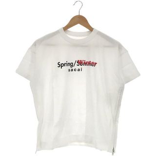 サカイ(sacai)の【新品】  sacai / サカイ | SPRING WINTER CUT SEWN クルーネック ロゴ Tシャツ | 2 | ホワイト | レディース(Tシャツ(半袖/袖なし))