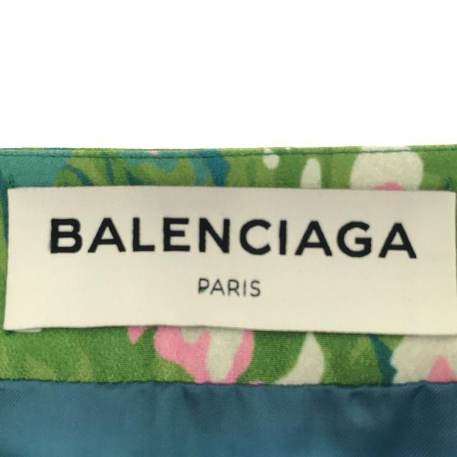 Balenciaga(バレンシアガ)の【美品】  BALENCIAGA / バレンシアガ | イタリア製 フラワー プリント プリーツ ロング スカート | 34 | グリーン / ピンク / ブルー | レディース レディースのワンピース(ひざ丈ワンピース)の商品写真