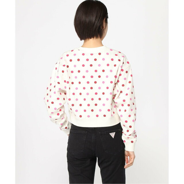 GUESS(ゲス)の【ホワイト(A400)】【S】(W)Dot Crewneck Sweat レディースのトップス(トレーナー/スウェット)の商品写真