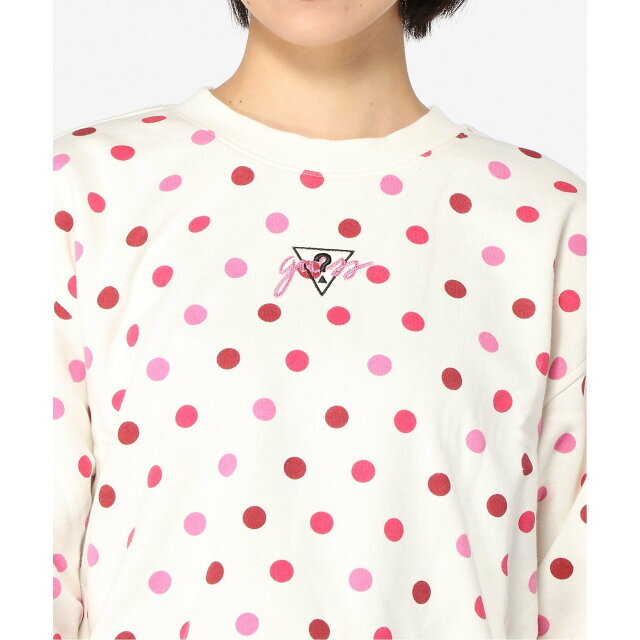 GUESS(ゲス)の【ホワイト(A400)】【XS】(W)Dot Crewneck Sweat レディースのトップス(トレーナー/スウェット)の商品写真