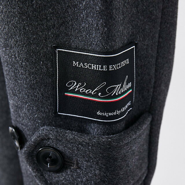 ABAHOUSE(アバハウス)の【ブラック】【46】【MASCHILE/マスキーレ】メルトン ステンカラー コート メンズのジャケット/アウター(ステンカラーコート)の商品写真